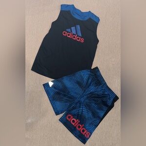 Adidas Black Tank Top and Blue Shorts Set